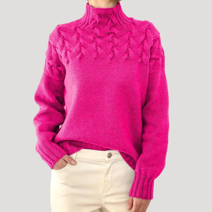 Evelyn | Women's Cable Knit Turtleneck Pullover Sweater 4