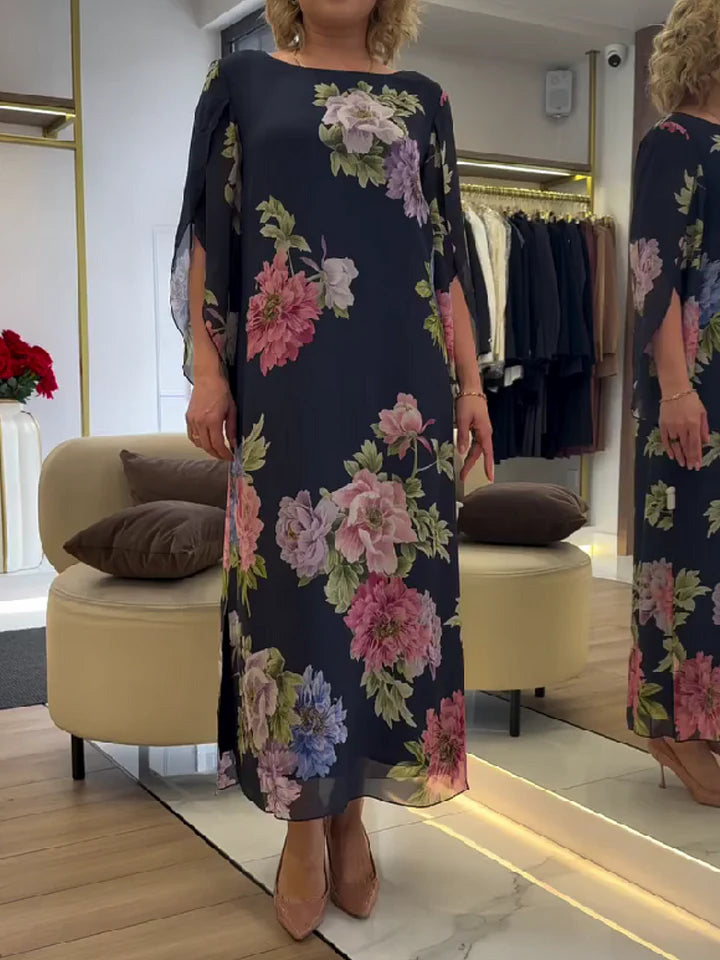 Fleurie | Elegant Floral Print Plus Size Maxi Dress – Lightweight Chiffon Summer Dress 1