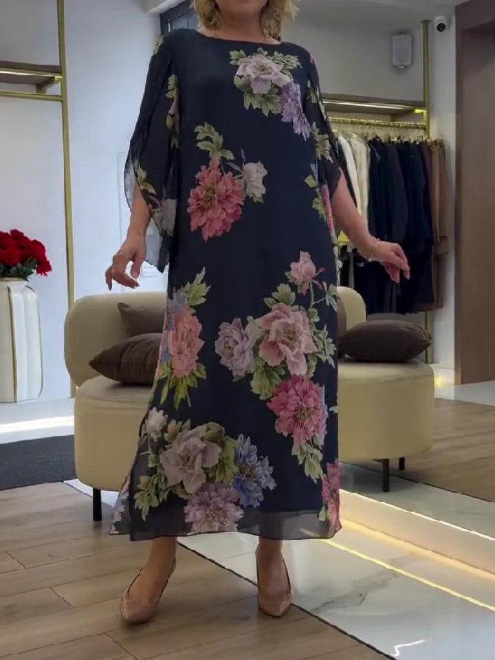 Fleurie | Elegant Floral Print Plus Size Maxi Dress – Lightweight Chiffon Summer Dress 2