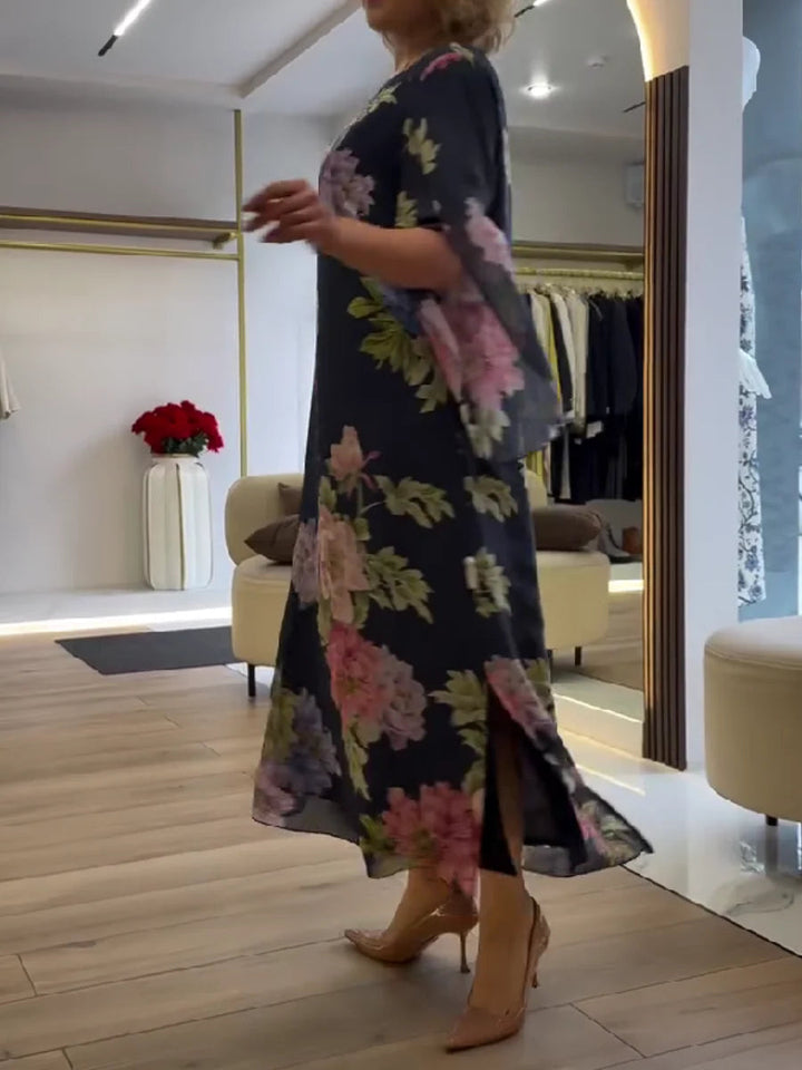 Fleurie | Elegant Floral Print Plus Size Maxi Dress – Lightweight Chiffon Summer Dress 3