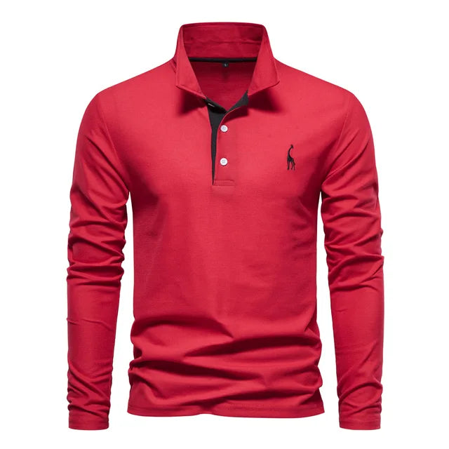 Frank | Cotton Blend Long Sleeve Polo Shirt 13