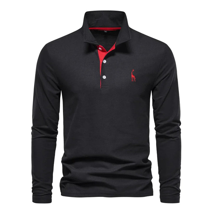 Frank | Cotton Blend Long Sleeve Polo Shirt 4