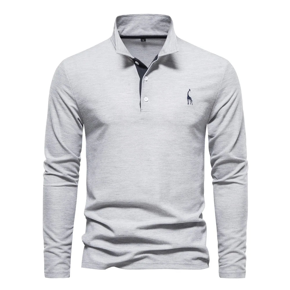 Frank | Cotton Blend Long Sleeve Polo Shirt 5