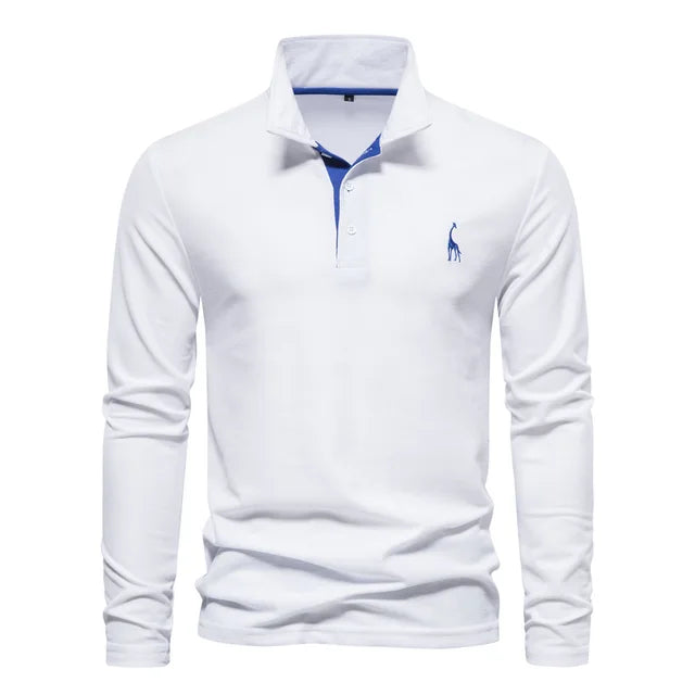 Frank | Cotton Blend Long Sleeve Polo Shirt 8