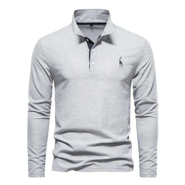 Frank | Cotton Blend Long Sleeve Polo Shirt 9