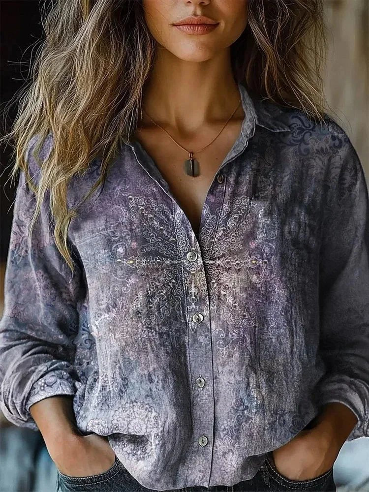 Gabriele | Beautiful And Relaxed Boho Floral Button-Up Blouse 9
