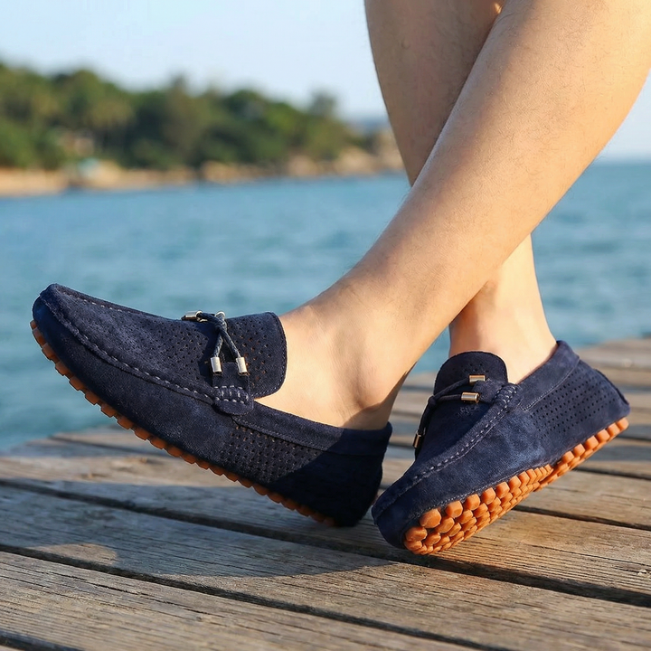 Giorgio | Stylish Black Loafers for Women – Comfortable Perforated Leather Design 1