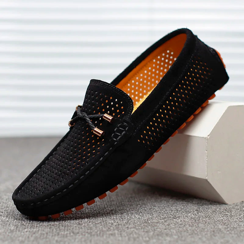 Giorgio | Stylish Black Loafers for Women – Comfortable Perforated Leather Design 10