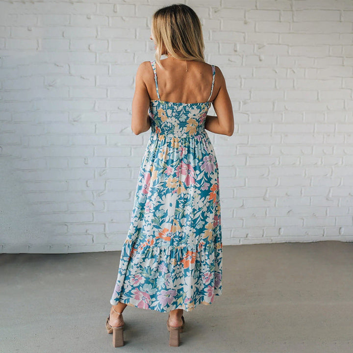 Glenora | Elegant Floral Strappy Midi Dress – Perfect for Weddings & Summer Events, Plus Size Available 2