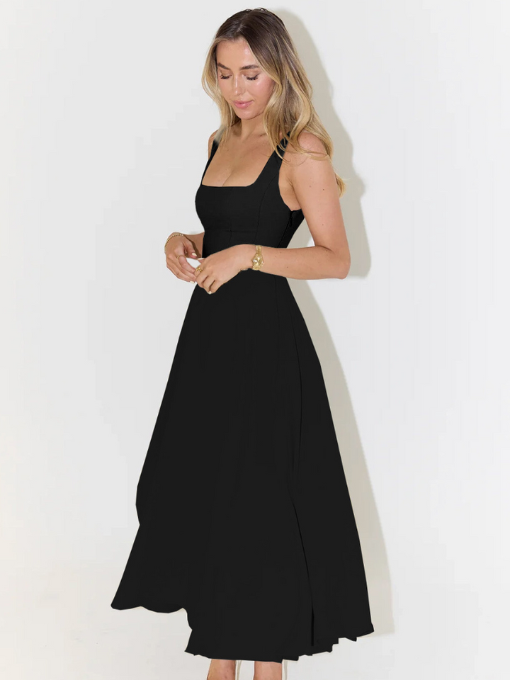 Grace | Elegant Square Neck Cinched Midi Dress 4