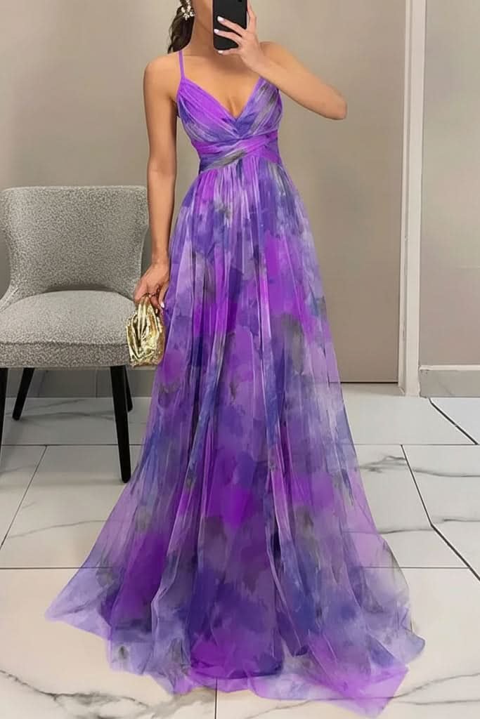 Grace | Vibrant Watercolor Floral Tulle Maxi Dress 5