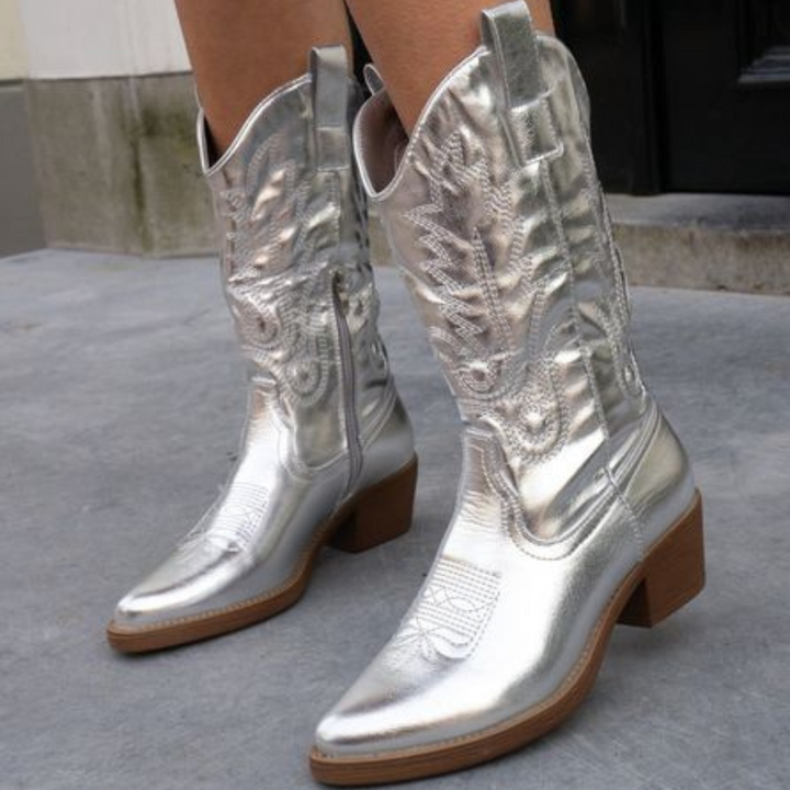 Gracie | Metallic Design Cowboy Boots for Women 7