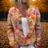 Olivia | Elegant Floral Print Knit Cardigan