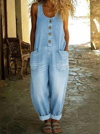 Maya | Breathable and Vintage Button Front Jumpsuit