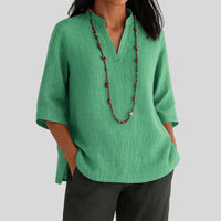 Harper | Comfortable and Sophistication V-Neck Linen Tunic Top