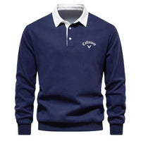 Ethan | Modern And Stylish Contrast Collar Knit Polo Sweater