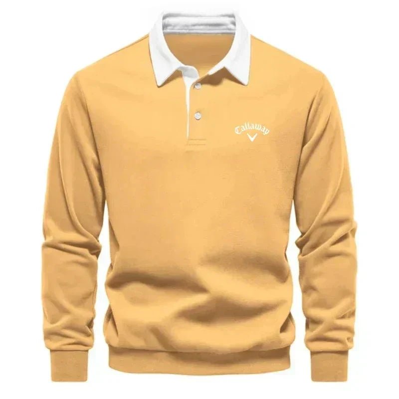 Henry | Men's Long-Sleeve Contrast Collar Cotton-Blend Golf Polo Jumper 5