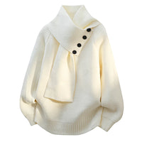 Clara | Cozy And Warm Scarf Neck Knit Sweater