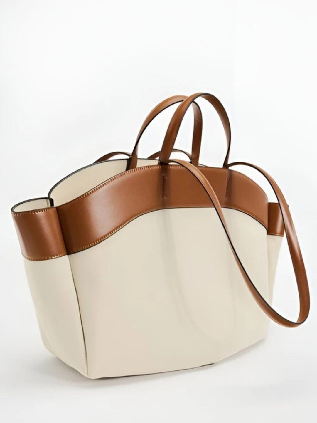 Isabella | Large Leather-Trim Canvas Tote Bag 0