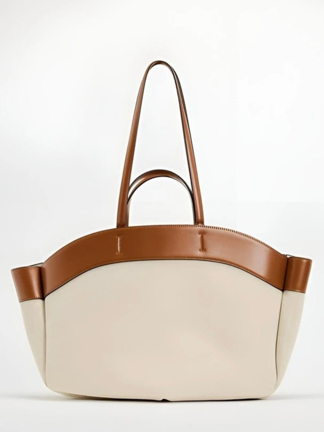 Isabella | Large Leather-Trim Canvas Tote Bag 1
