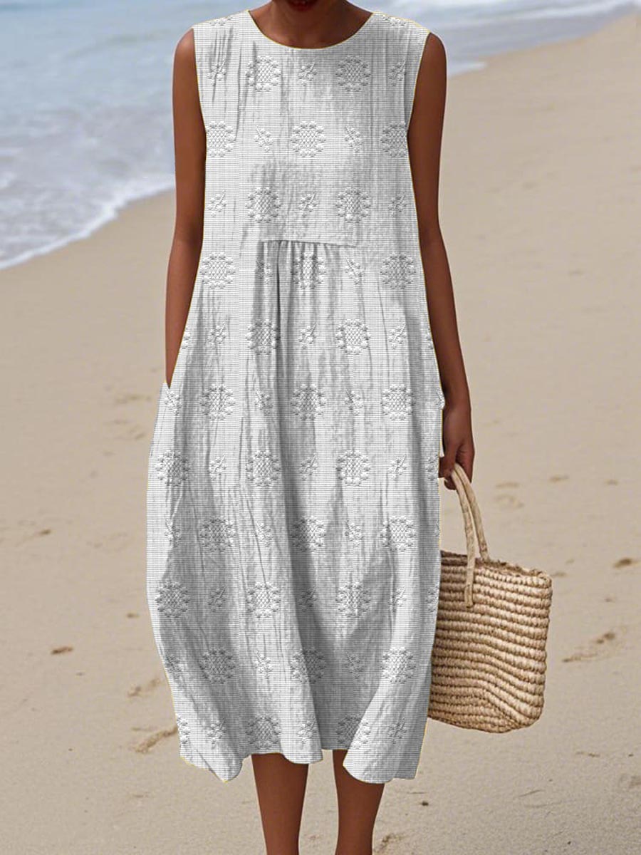 Jana | Charming And Breathable Embroidered Summer Pocket Midi Dress 3