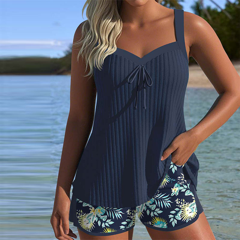Jennifer | Nautical Striped Tummy-Control Two-Piece Tankini Set 0