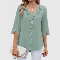 Serena | Elegant Cascading Ruffle Chiffon Blouse