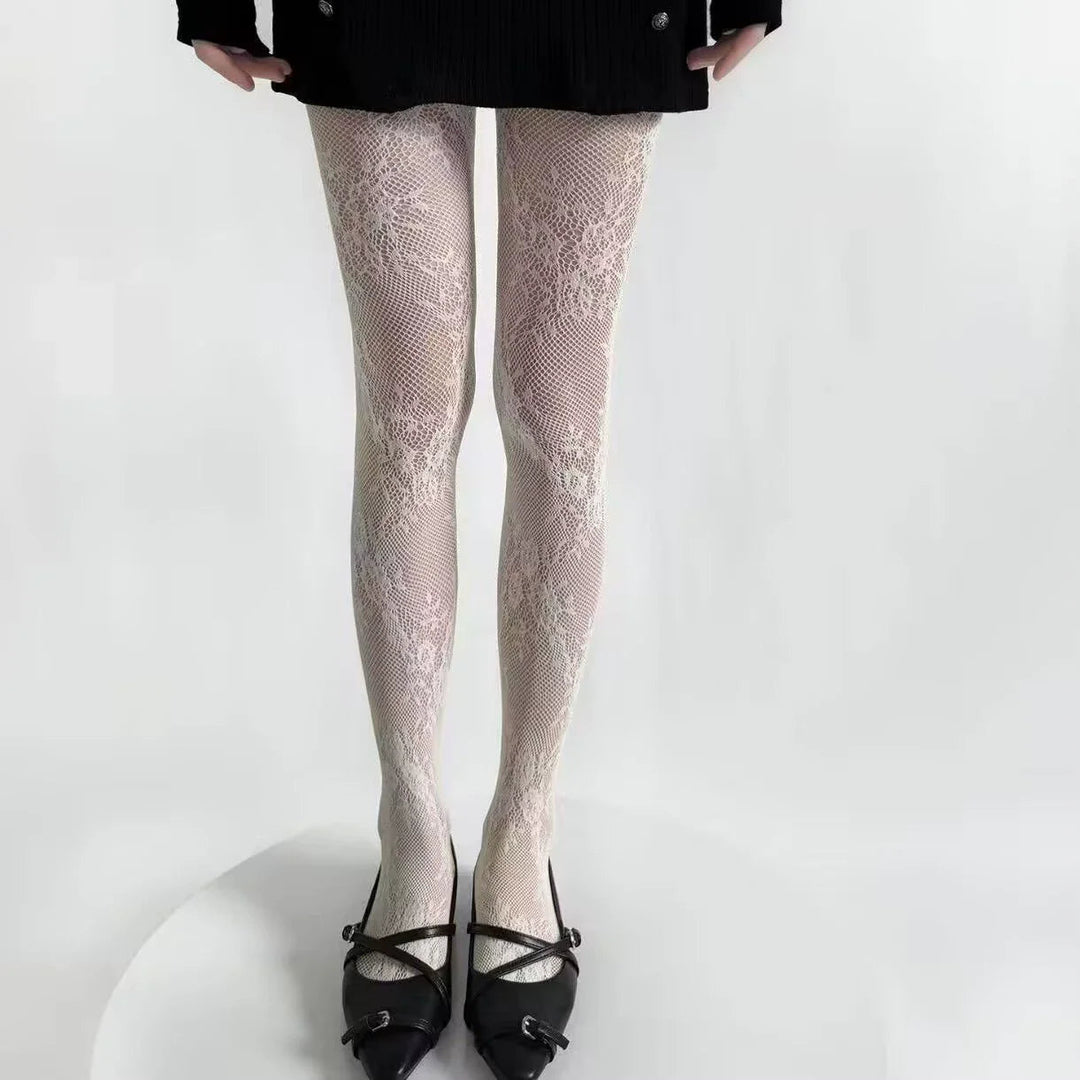 Julia | Elegant hollow out tights with floral pattern 2