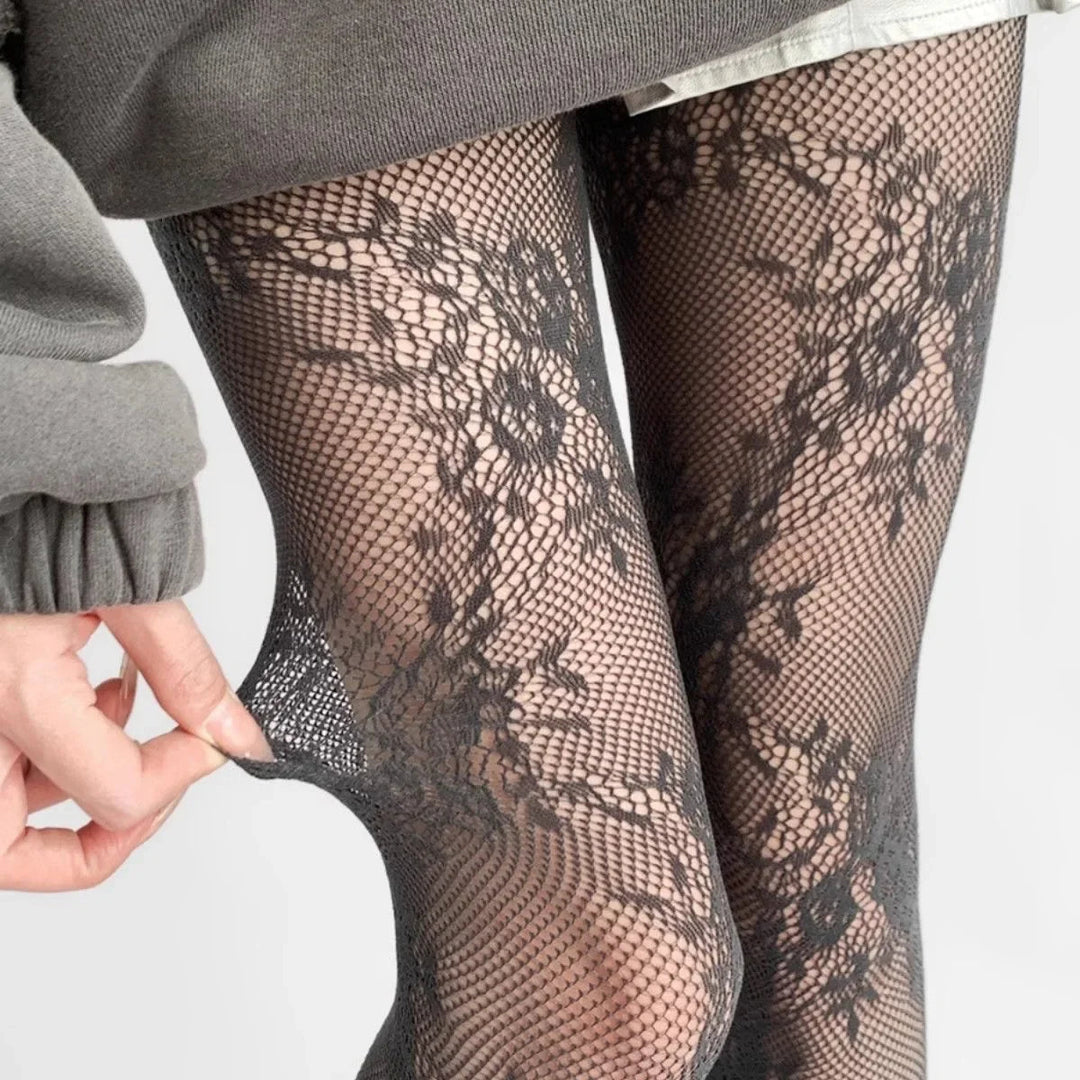Julia | Elegant hollow out tights with floral pattern 6