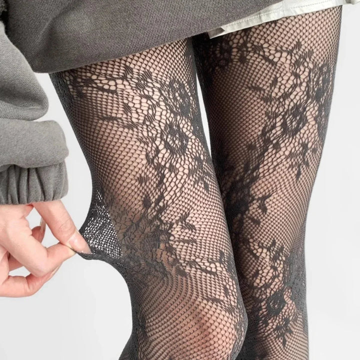 Julia | Elegant hollow out tights with floral pattern 6