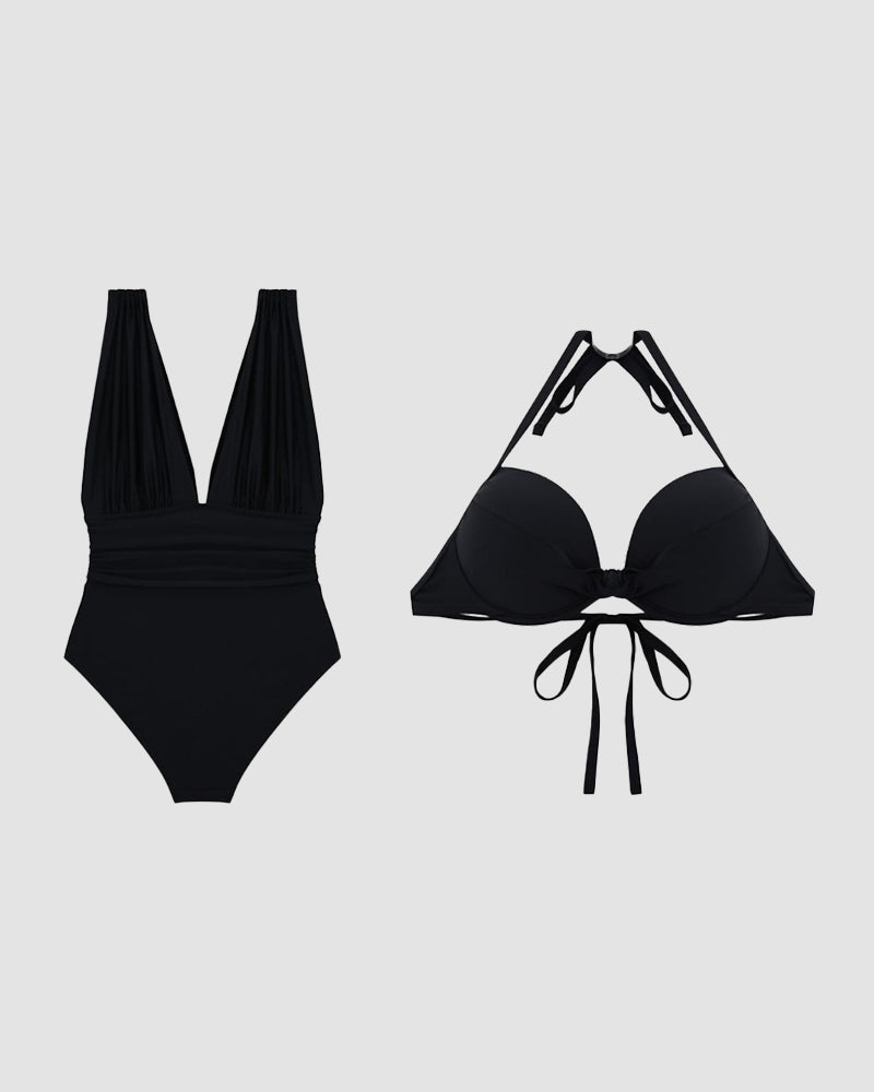 Kara | One Piece Swimsuit Tummy Control Elegant V Neck Fit 4