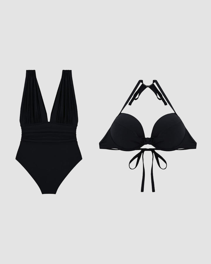 Kara | One Piece Swimsuit Tummy Control Elegant V Neck Fit 4