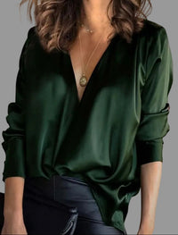 Harper | Luxurious Fluid Satin Draped Evening Blouse