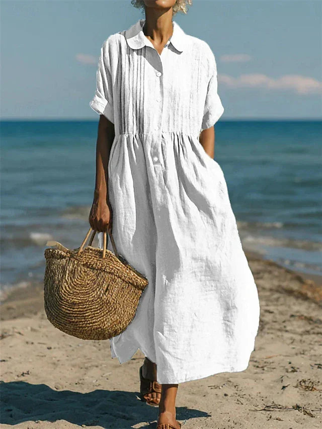 Laura | Elegant and breathable pure cotton shirt dress 0