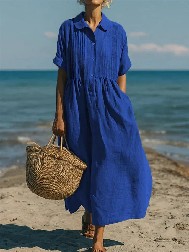 Laura | Elegant and breathable pure cotton shirt dress 2
