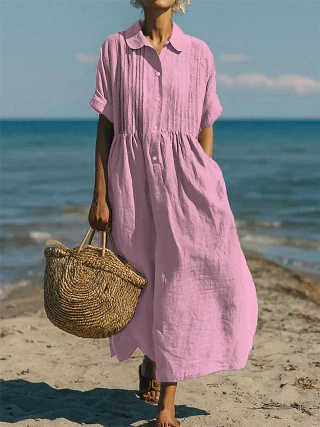 Laura | Elegant and breathable pure cotton shirt dress 3