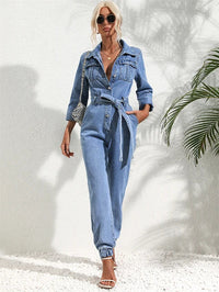 Clarissa| Tuta in denim essenziale indaco dal taglio rilassato