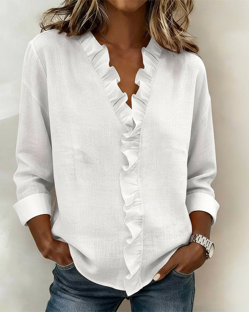 Lily | Elegant Soft Ruffle V-Neck Blouse 1