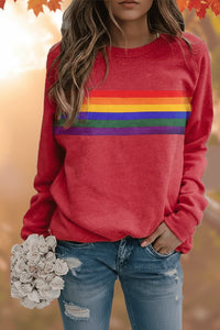 Emma | Vintage Rainbow Striped Crew-Neck Sweatshirt