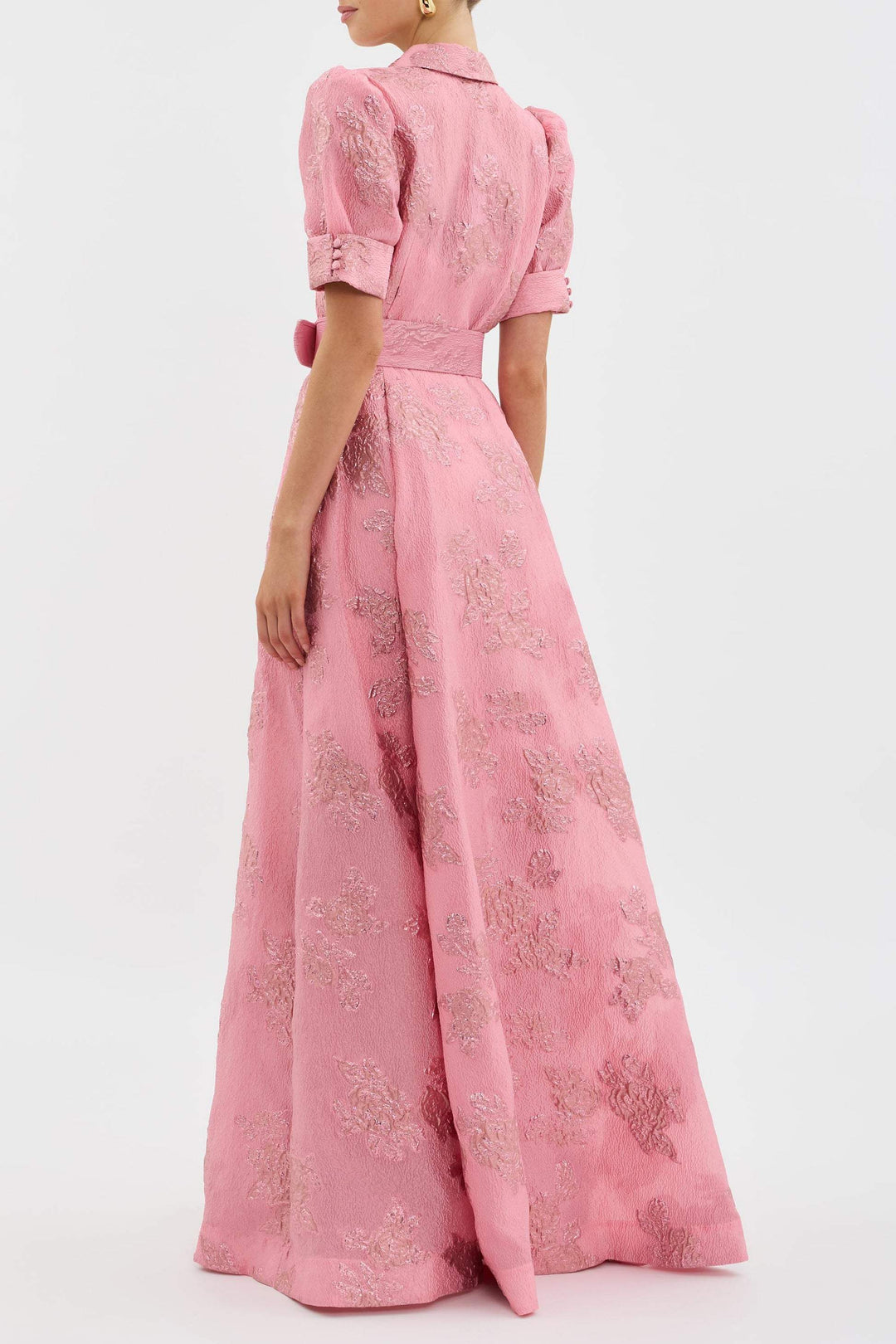 Lina | Elegant Floral Wedding Guest Dress – Formal, Cinched Waist &amp; Charming Puff Sleeves 2