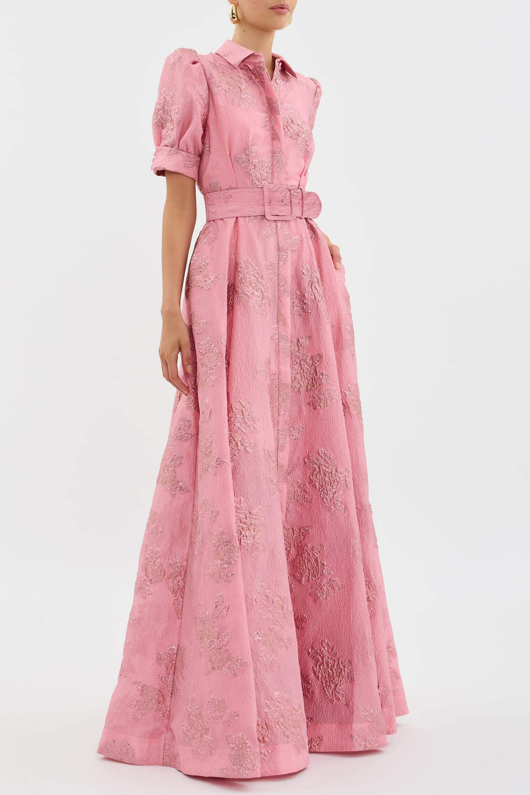 Lina | Elegant Floral Wedding Guest Dress – Formal, Cinched Waist &amp; Charming Puff Sleeves 3