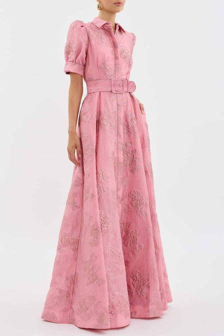 Lina | Elegant Floral Wedding Guest Dress – Formal, Cinched Waist &amp; Charming Puff Sleeves 3