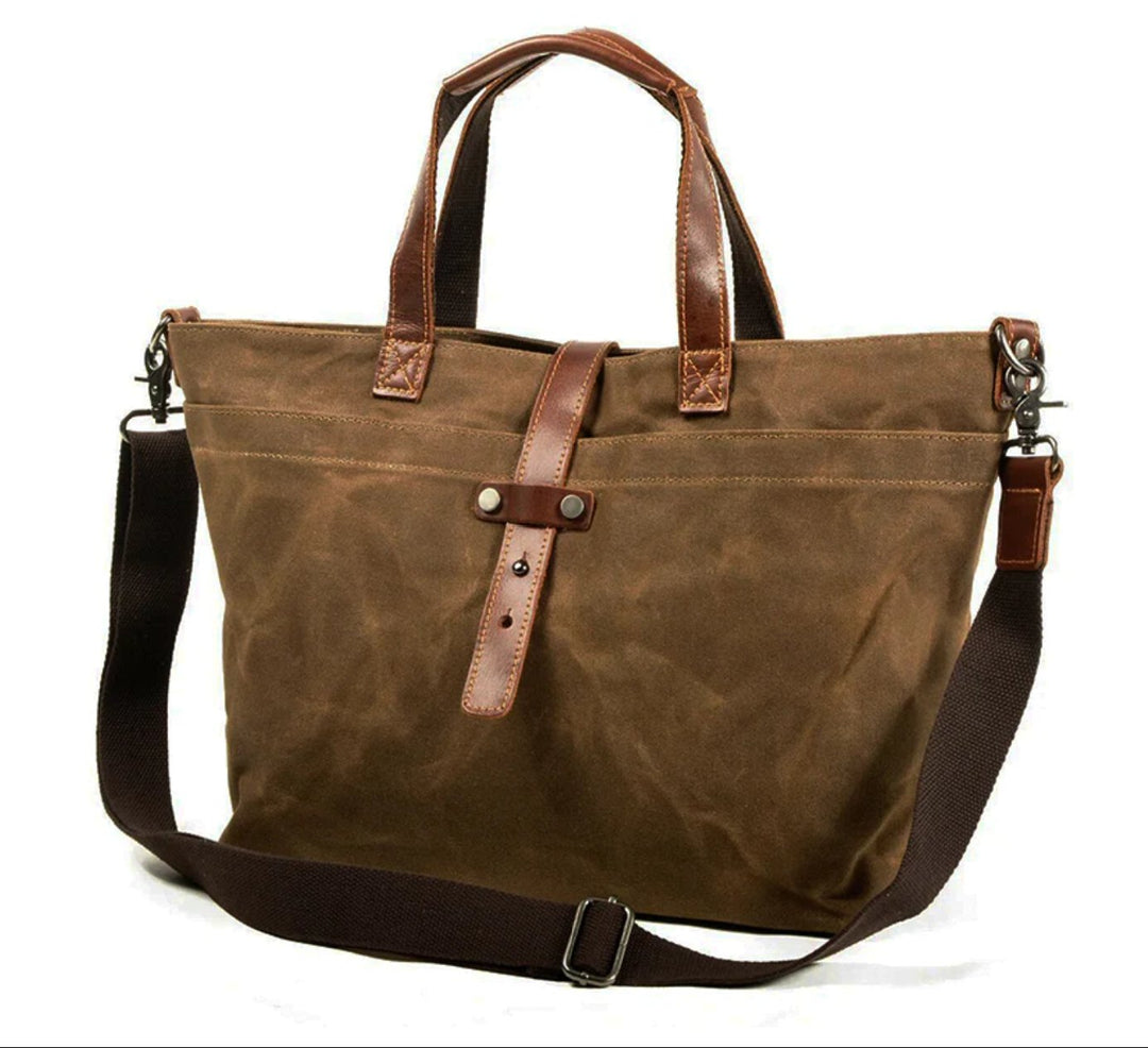 Logan | Waxed Canvas Leather-Trim Weather-Resistant Tote Bag 0