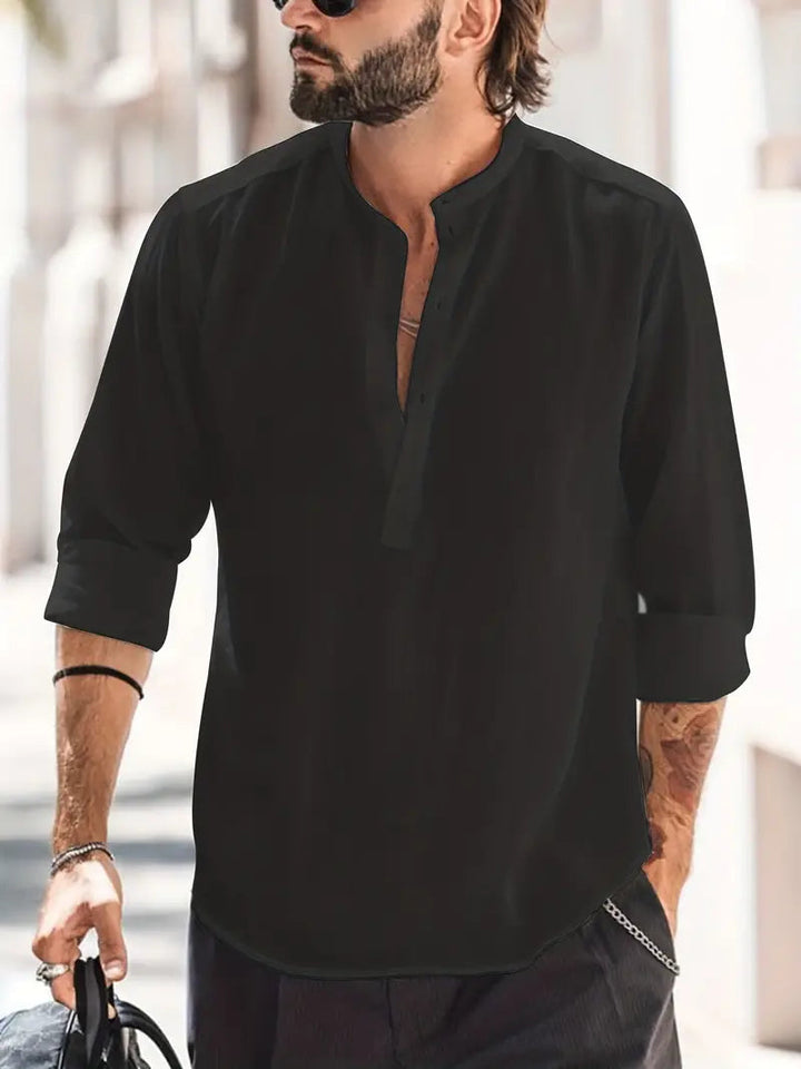 Luca | Classic Boat Collar Linen Shirt 11