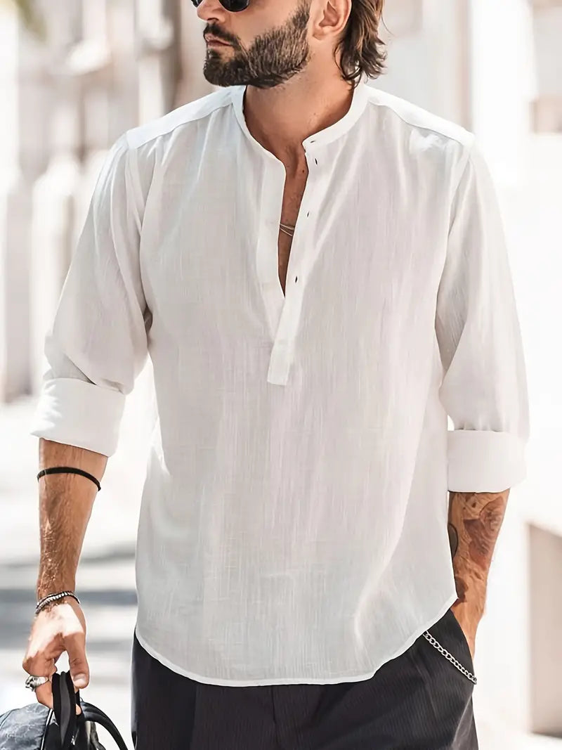 Luca | Classic Boat Collar Linen Shirt 9