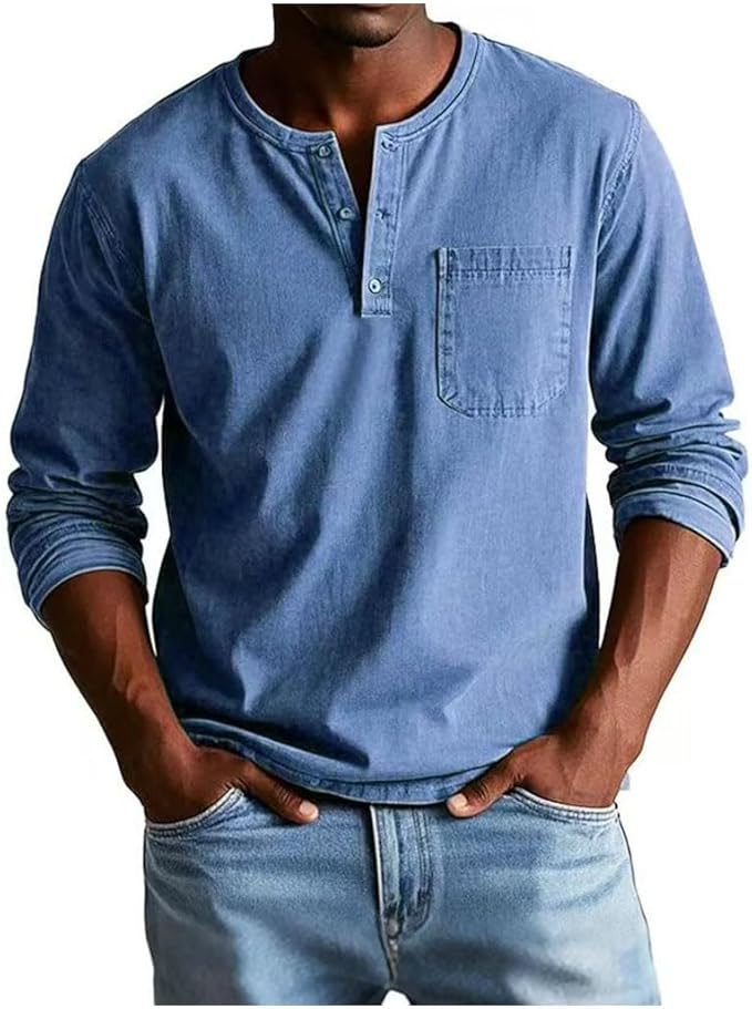 Lucas | Sporty and elegant long-sleeved Henley shirt 0