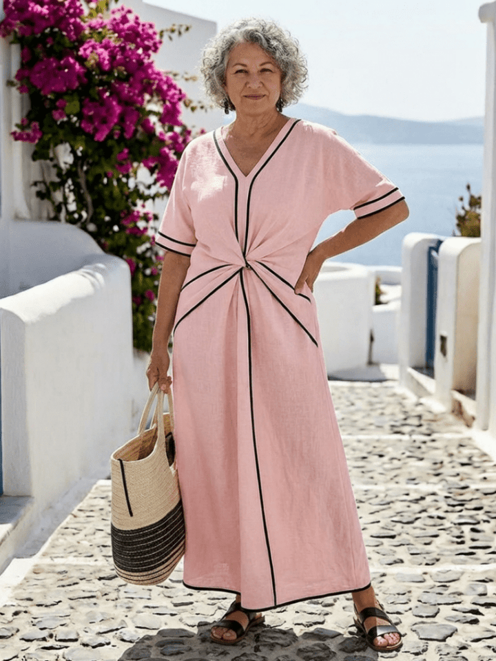 Ludovica | Elegant and Flowing V-Neck Midi Dress 8