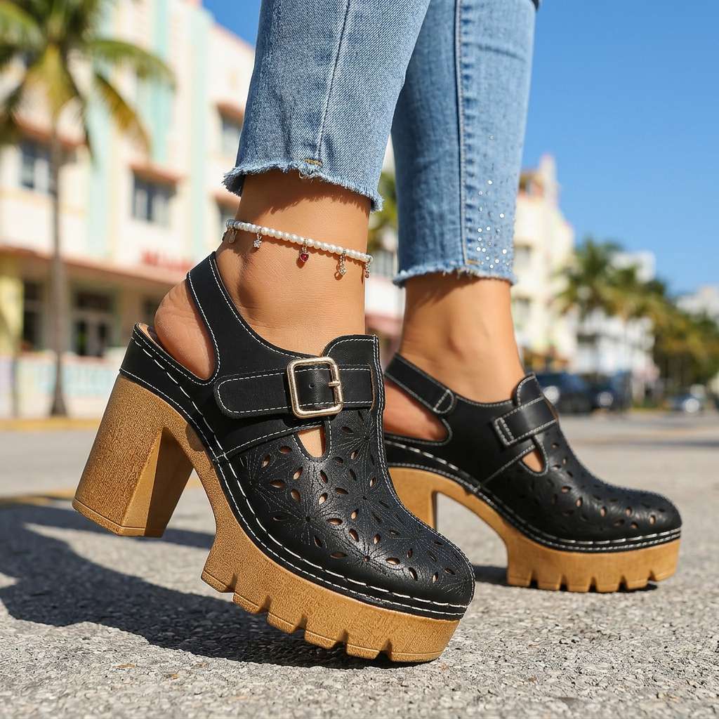 Lunara | Floral Platform Block Heel Clogs for Women 2