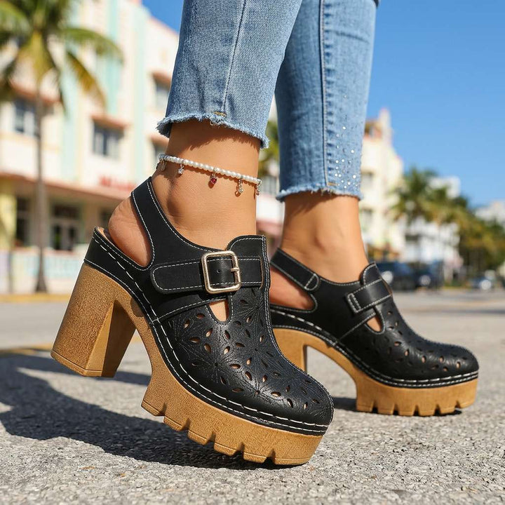 Lunara | Floral Platform Block Heel Clogs for Women 2
