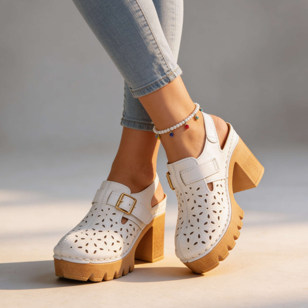 Lunara | Floral Platform Block Heel Clogs for Women 8
